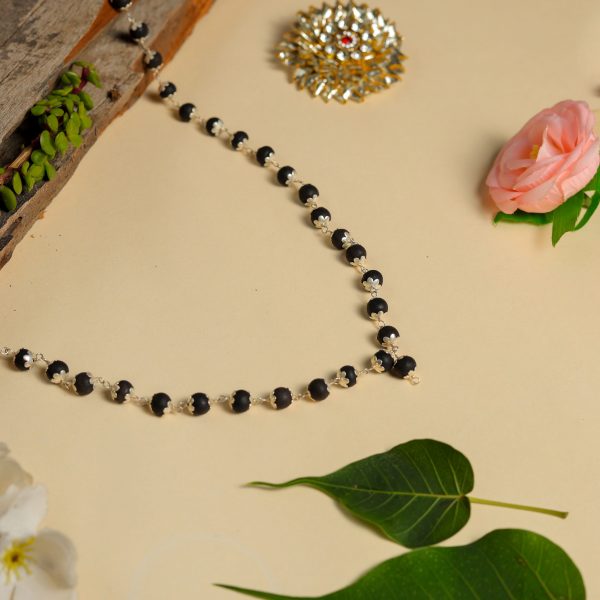 Natural Karungali (Ebony Wood) with Silver-Plated Mala