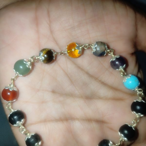 7 Chakra Silver Plated Karungali Bracelet