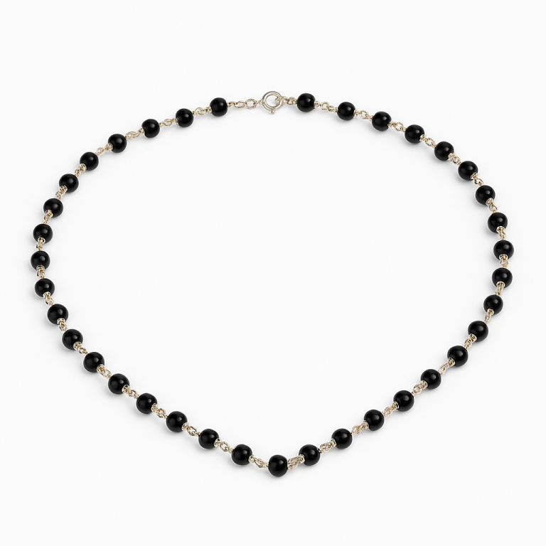 Natural Karungali with Silver-Plated Mala